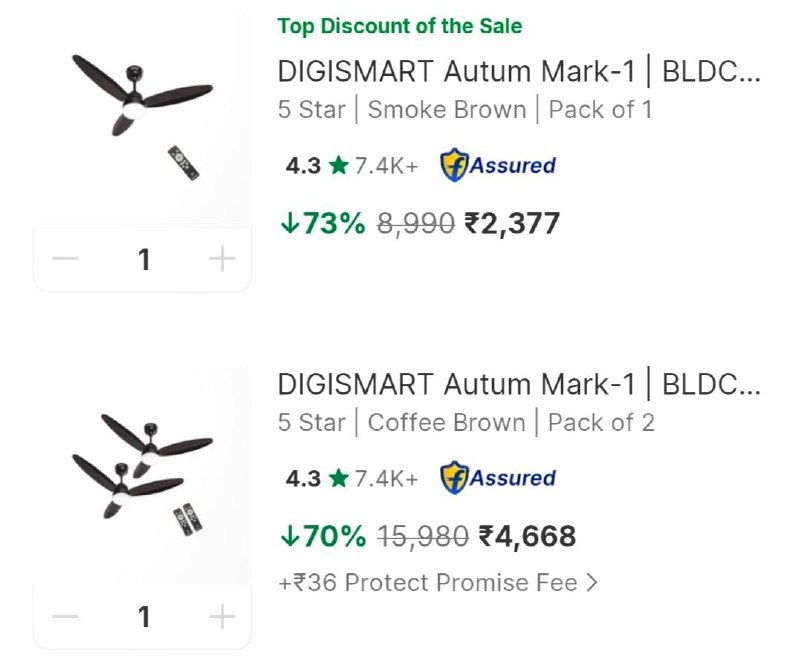 Loot : BLDC Fan With Light & Remote at 2377. · Pack Of 2 at 4668 — Loot : BLDC Fan With Light & Remote at 2377. · Pack Of 2 at 4668