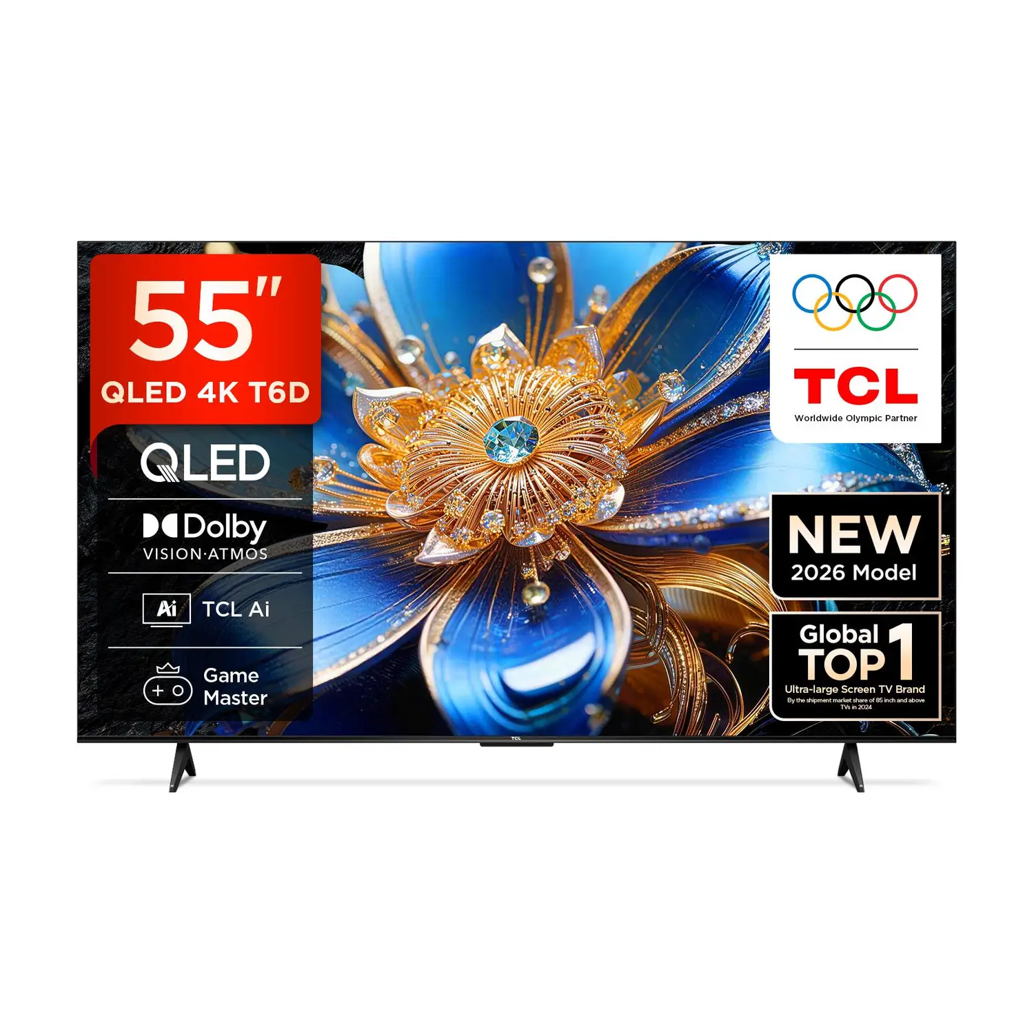 TCL T6D 138.71 cm (55 inch) QLED Ultra HD (4K) Smart Google TV 2026 Edition with HDR10+ Dolby Vision- Atmos 28W HVA Panel TCL AI Slim & Uni body Design