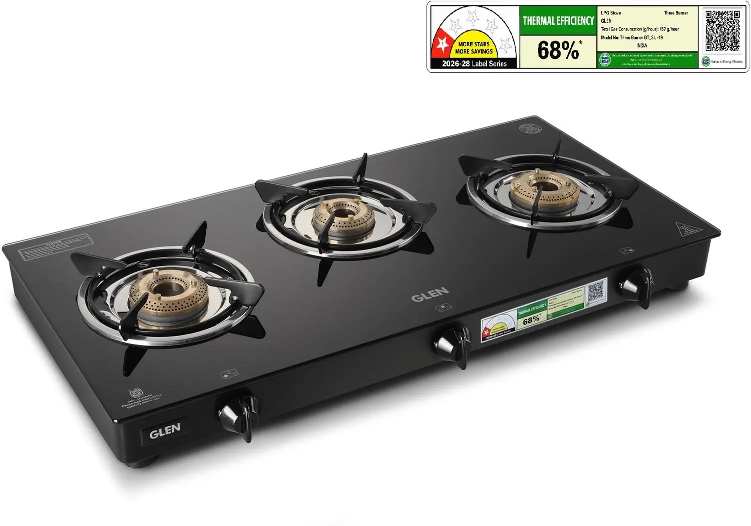Loot : Glen 3 Burner Glass Gas Stove at 2,431.