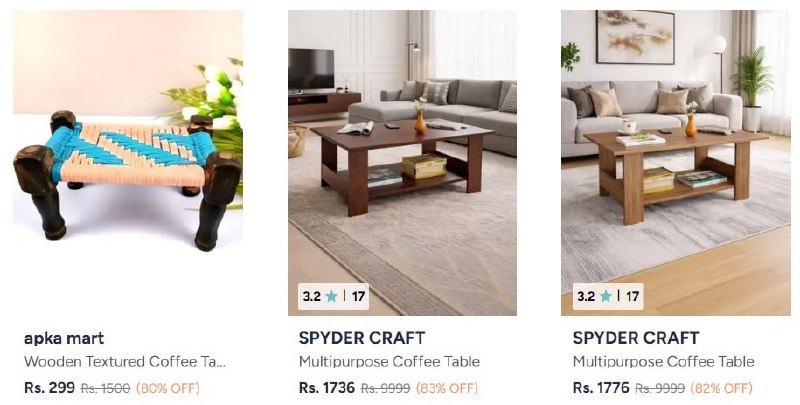 Myntra | Buy Coffee Table starting at 299/- — Myntra | Buy Coffee Table starting at 299/ · Buy Bedside Table starting at 948/