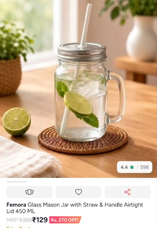 Myntra | Glass jar 450ML at just RS 129