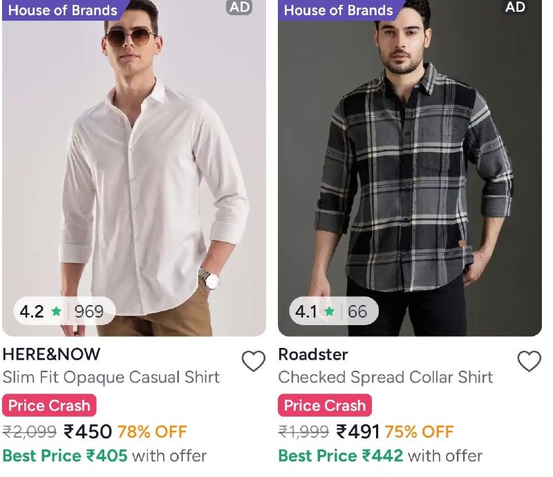 BFF DHAMAKA OFFERS ARE LIVE! · Shirts — Under ₹499 — Shirts — Under ₹499 · T-Shirts — Under ₹249