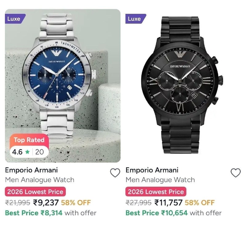 Myntra | Emporio Armani watch upto 70% off