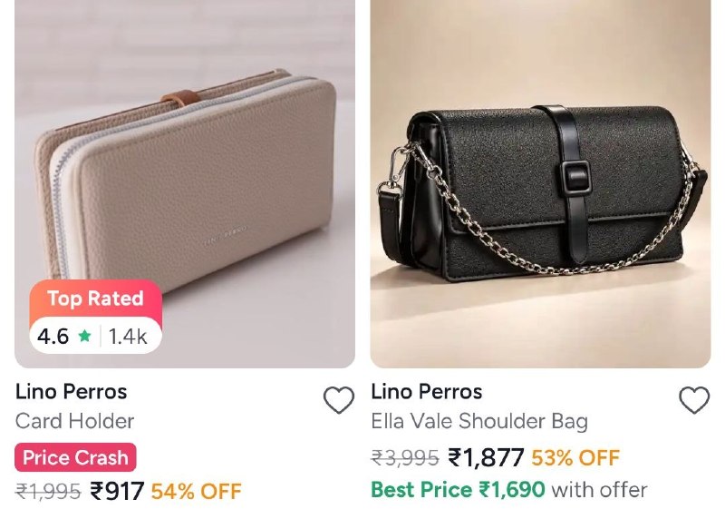 MYNTRA HANDBAG SALE – BIGGEST SAVINGS ON TOP BRANDS! · Lino Perros – Min 30–60% OFF — Lino Perros – Min 30–60% OFF · Zouk Handbags – Min 80% OFF