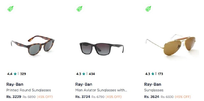 Myntra | Employee Coupon: EMWATCH30 for 30% off on all Eyewear Styles · Ray-Ban – Min 45%Off + Extra 10 % Off with coupon — Ray-Ban – Min 45%Off + Extra 10 % Off with coupon · Best