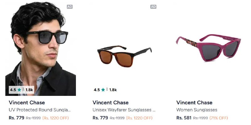 Myntra | Limited Time Deal · John Jacobs Min 60% Off — John Jacobs Min 60% Off · Vincent Chase Under 799