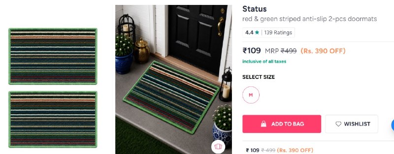Pillows under 299 · Anti skid Set of 2 Doormats at 99 only! — Pillows under 299 · Anti skid Set of 2 Doormats at 99 only!