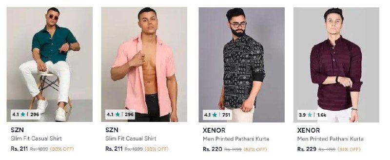 Myntra Loot : Upto 89% OFF on Men’s Branded Clothing · • Casual Shirts From ₹186 — • Casual Shirts From ₹186 · • Festive Kurtas From ₹220