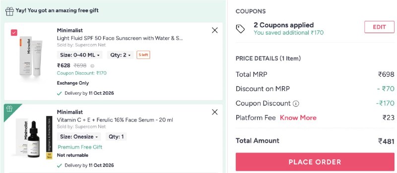 Minimalist Dual Code working + free full size gift