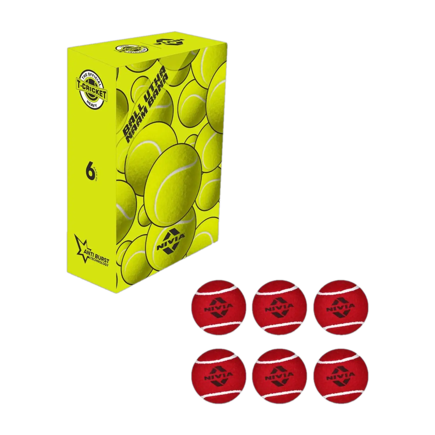 NIVIA Cricket Tennis Ball Heavy Weight (Pack of 6 Balls) Cricket Tennis Ball