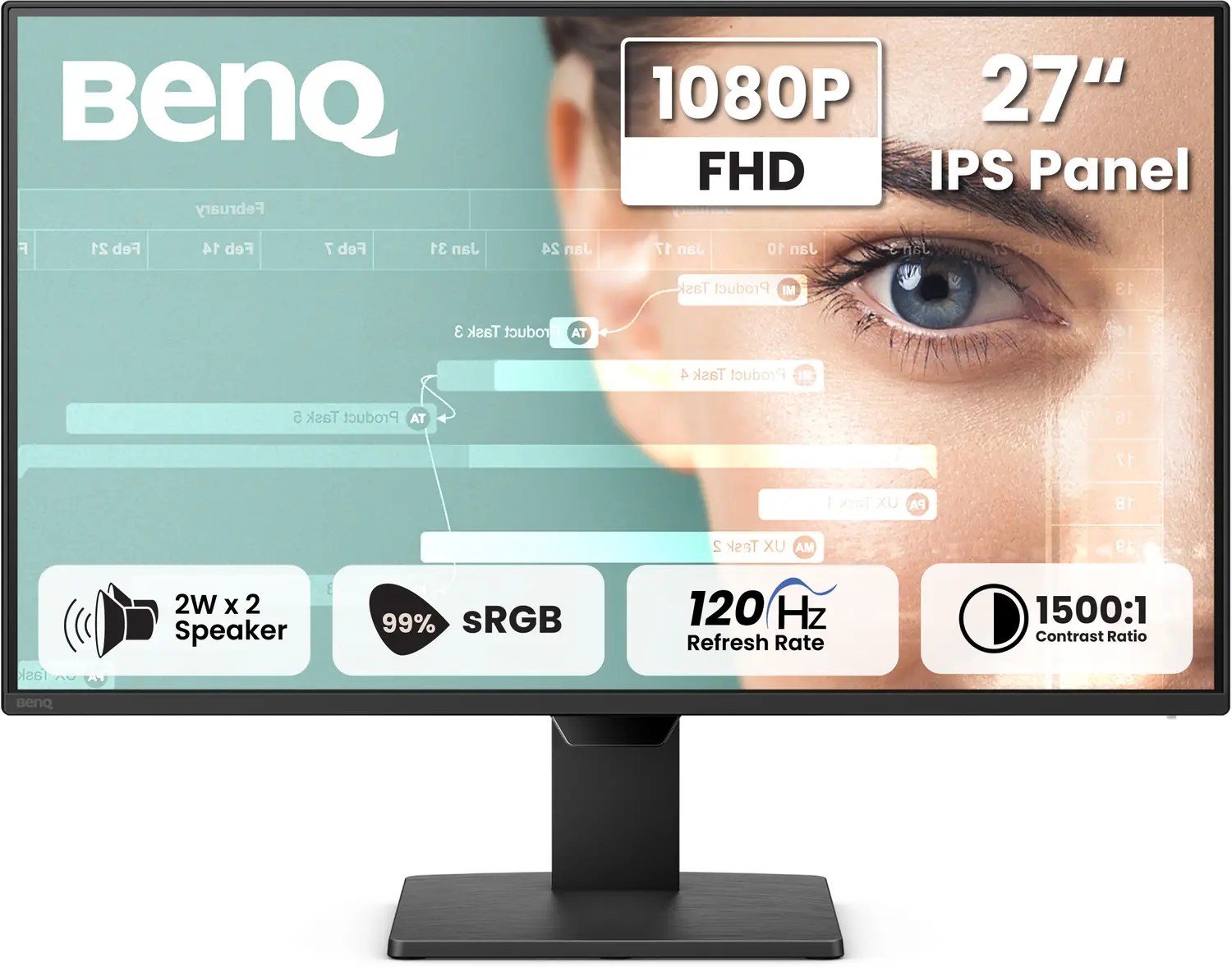 BenQ GW2790P 68.58 cm (27 inch) Full HD LED Backlit IPS Panel with Eye-Care Technology, Brightness Intelligence, Low Blue Light, Flicker-Free, Built-in Speakers, HDMI, DP, Tilt/Hei