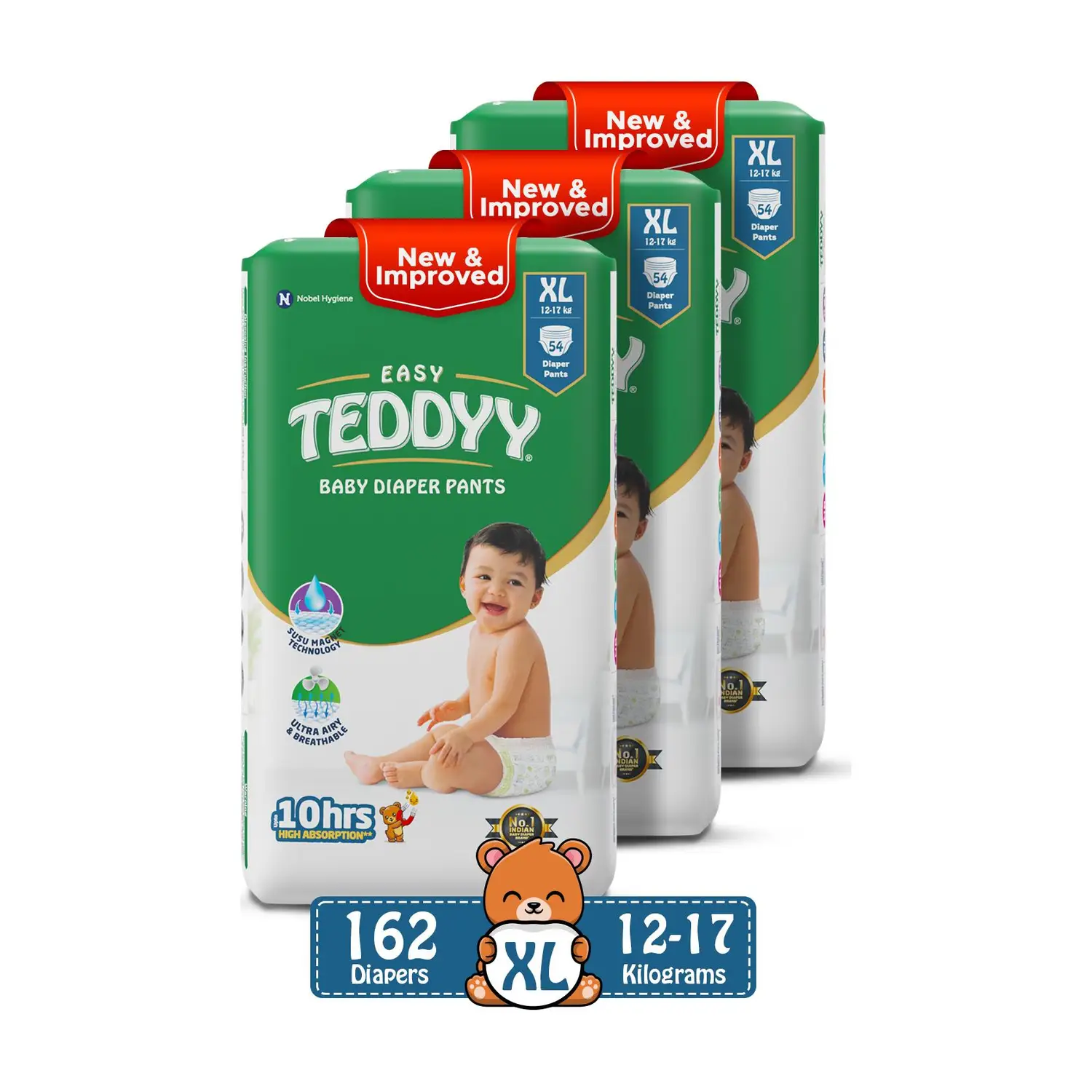 TEDDYY Easy Diaper pants with 3x Faster absorption and Rash protection Pant Diapers - XL