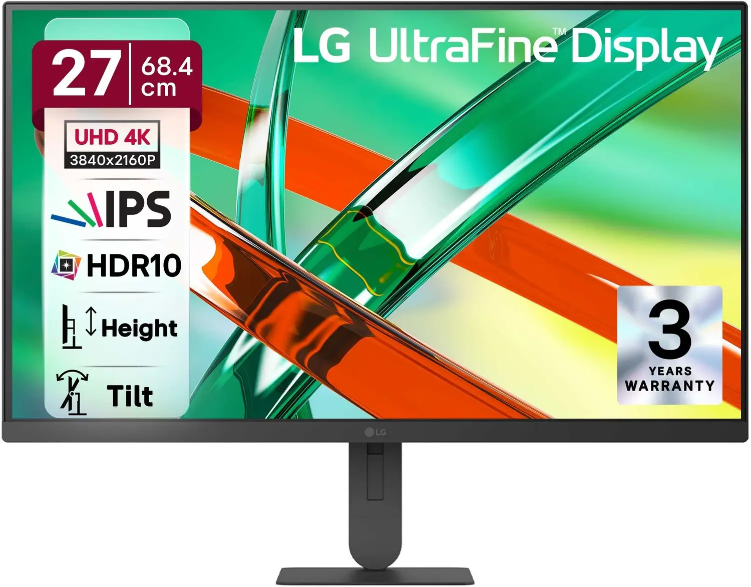 LG UltraFine 68.0 cm (27 inch) 4K Ultra HD LED Backlit IPS Panel with HDR10, DCI-P3 90%, 3-Side Virtually Borderless, DP, HDMI, Height/Tilt Adjustable Monitor (27U710B-BA / 27U710B