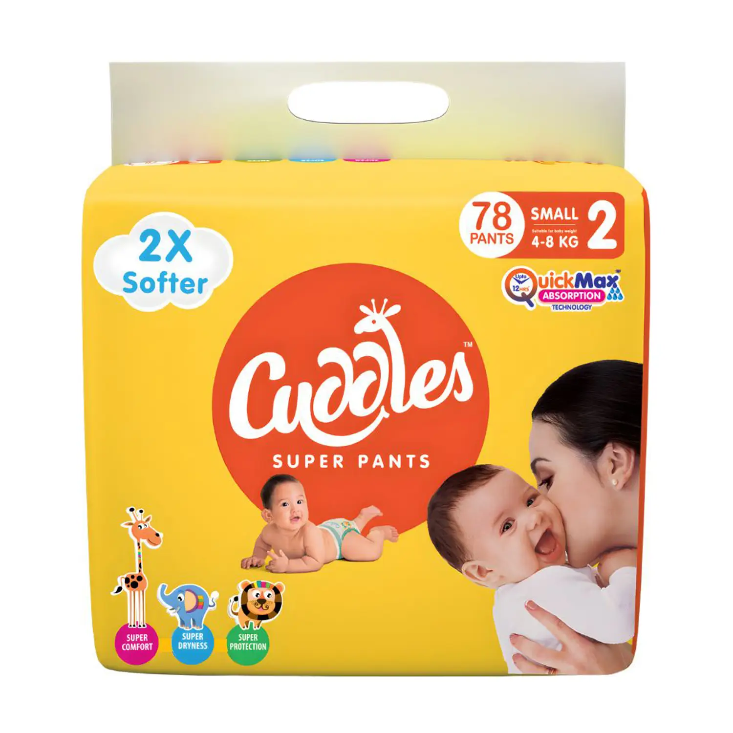 Cuddles - Super Pants 2X Softer Super Dry with Max Absorption Pant Diapers - S