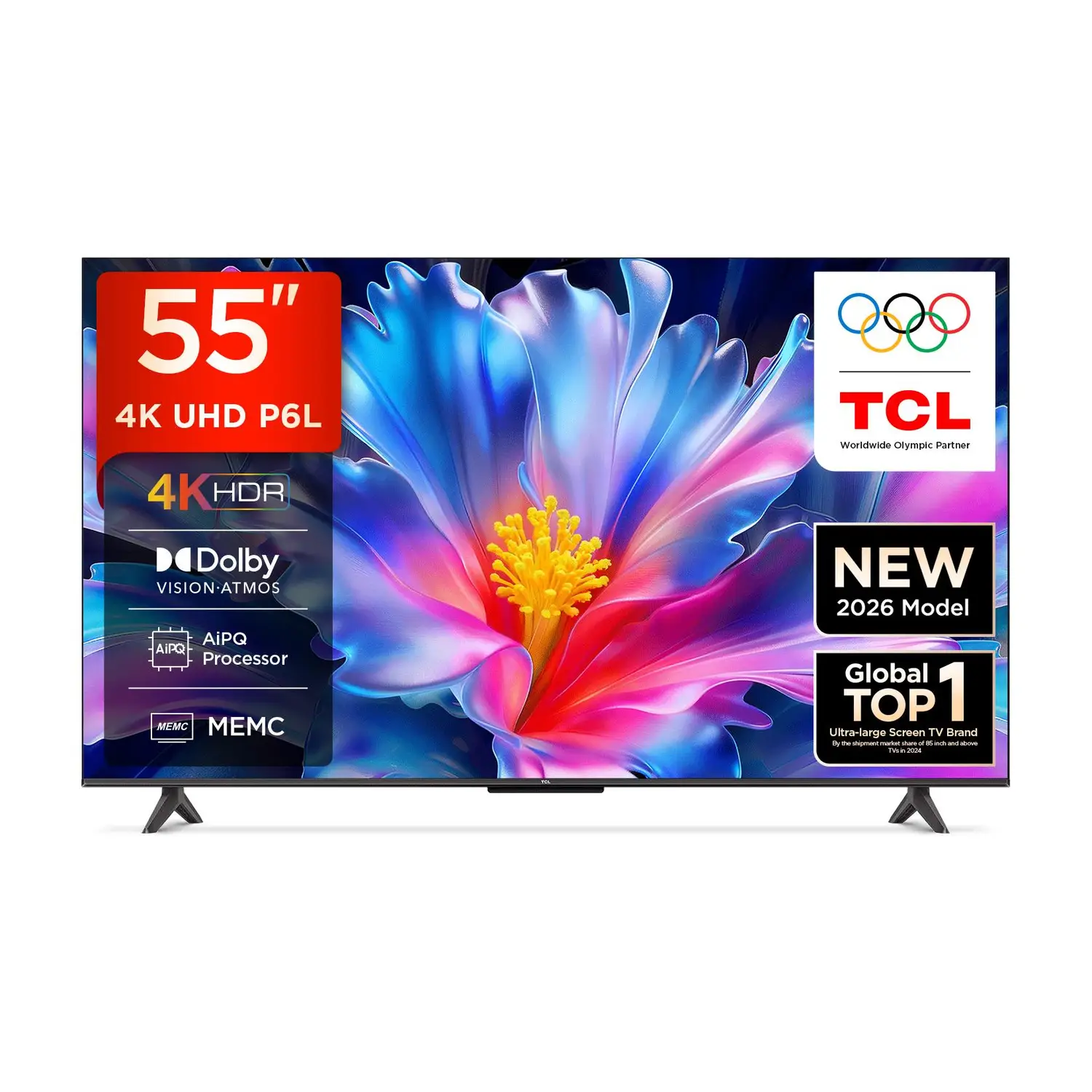 TCL P6L 138 cm (55 inch) Ultra HD (4K) LED Smart Google TV 2026 Edition with MEMC Dolby Vision-Atmos AipQ Processor Game Master HVA Panel & Metallic Bezel-Less