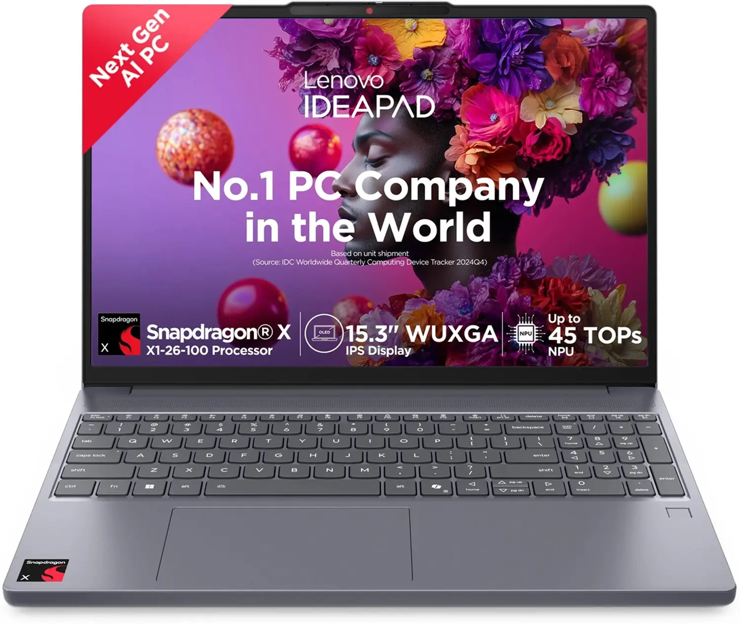 Lenovo IdeaPad Slim 3 with 1Yr ADP Snapdragon X - (16 GB/1 TB SSD/Windows 11 Home) 15Q8X10 Thin and Light Laptop