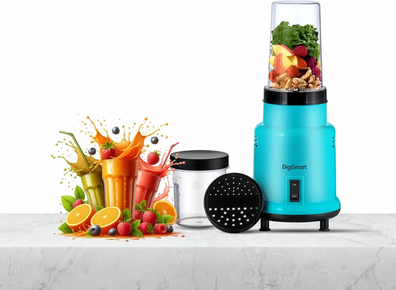 DIGISMART Easy Mix Nutri With Powerful Long Lasting Shock Proof Abs Body 500 W Juicer Mixer Grinder