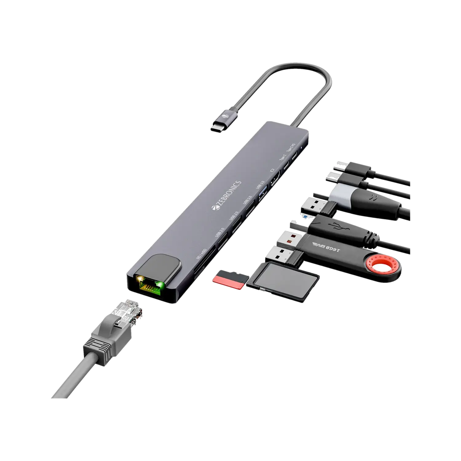 ZEBRONICS Zeb-CT101 10-in-1 Multiport HUB Zeb-CT101 USB Hub