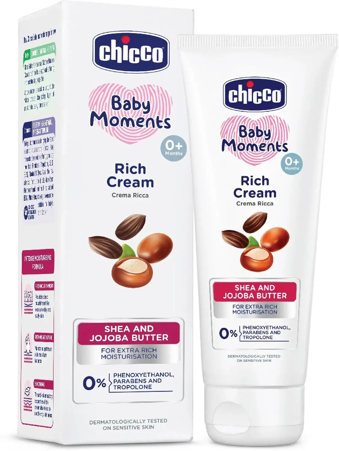 Chicco Baby Moments Rich Cream, Paraben & Phenoxyethanol Free, 0M+