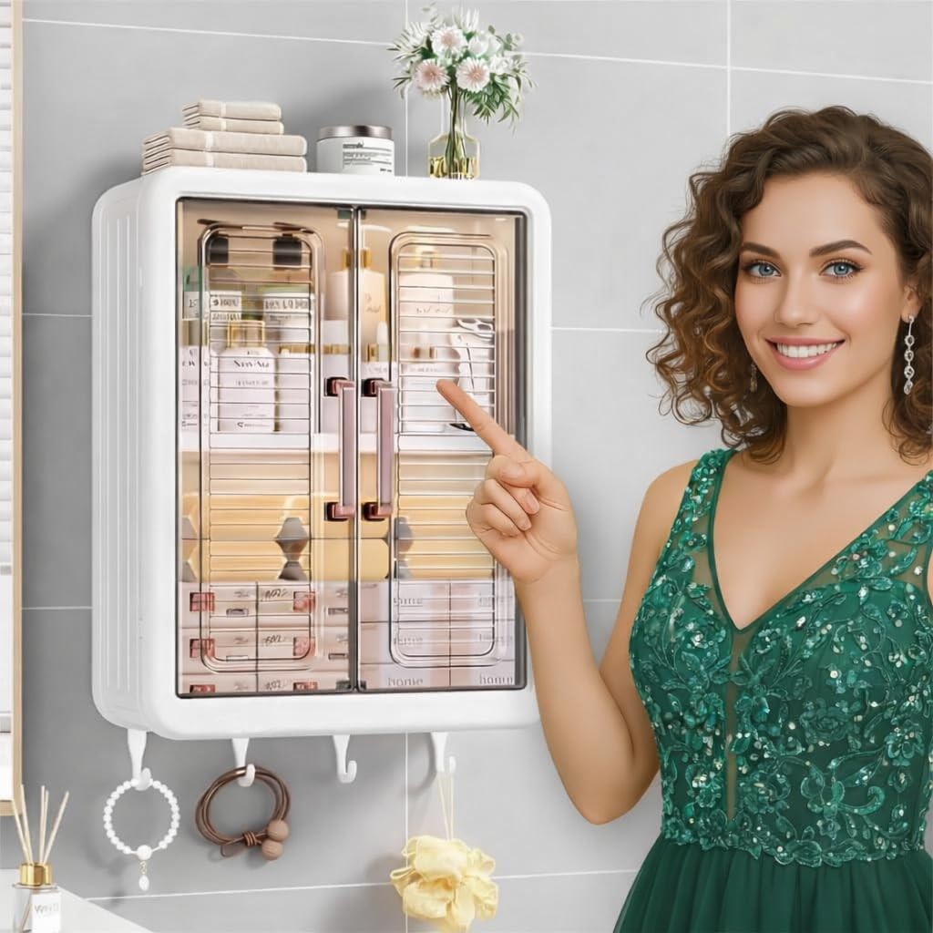 π ππ‘ππ₯π―ππ¬ Multipurpose Bathroom Organiser Without Drill Plastic Wall Mounted Storage Cabinet for Kitchen and Bathroom with Shelves & Door| Org