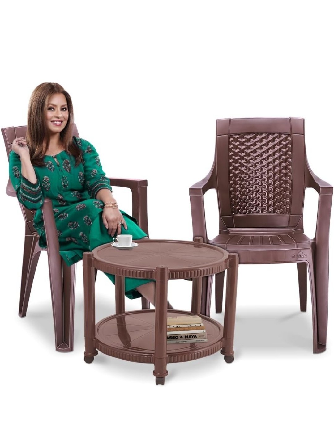 MAHARAJA Luxury Plastic Armchair & Table Set | Heavy-Duty & Sleek Design for Every Space (Silver, 4 Chair+1 Table) : Amazon.in: Home & Kitchen