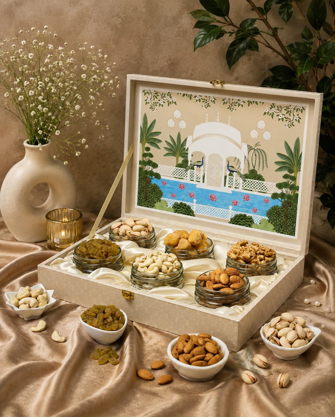 Riwaz Heritage Design Luxury Dryfruits Gift Premium Hamper | 6 Assorted Dryfruits Combo | Almonds, Cashew, Raisins, Pista, Walnuts & Khumani | Perfect