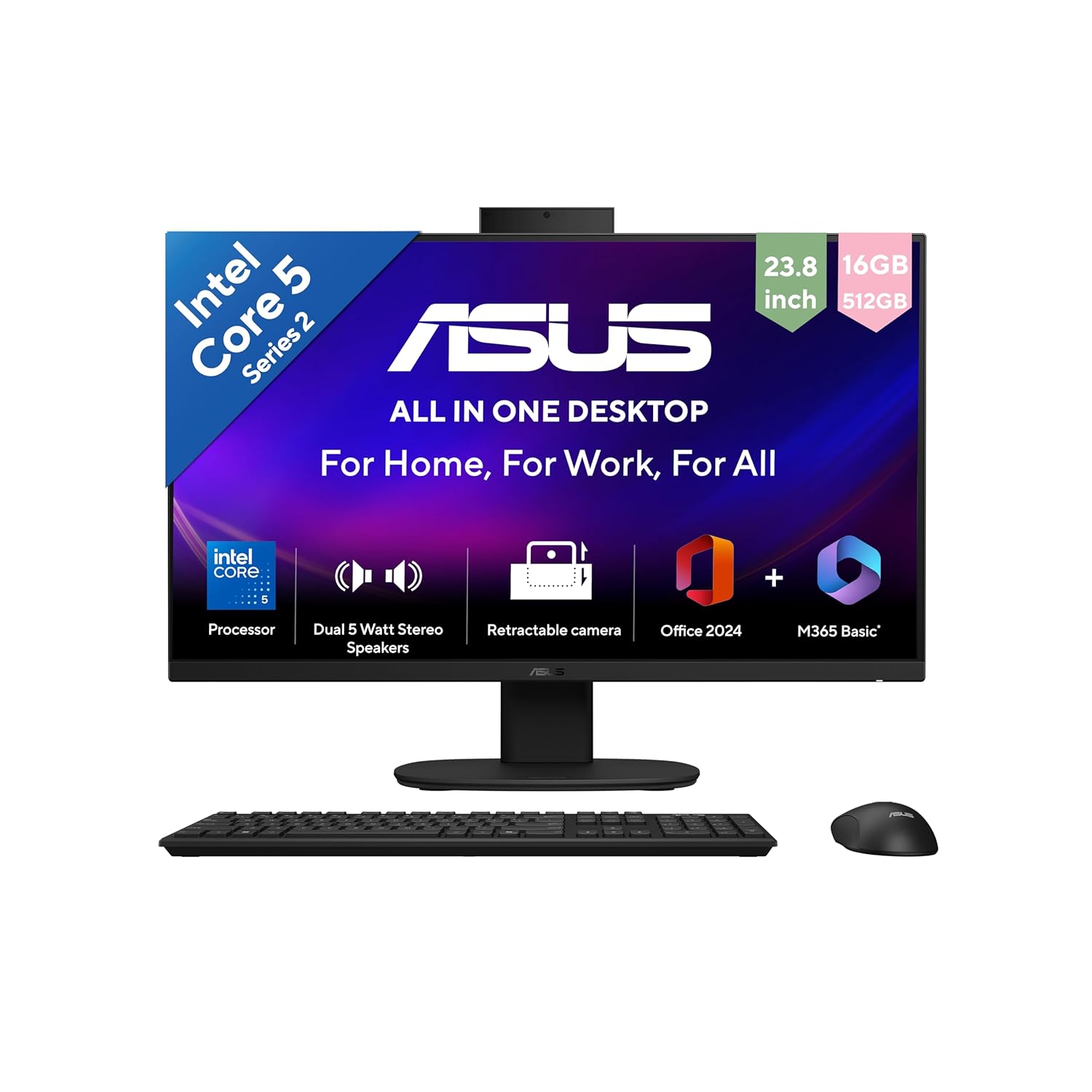 ASUS V440 (2026),i5-14th Gen,Intel Core 5 210H,Intel iGPU,16GB/512GB,FHD,23.8"(60.45 cm),Win 11,M365 Basic(1Y),Office 24,Black,5.46 kg,V440VA-KBC5002W