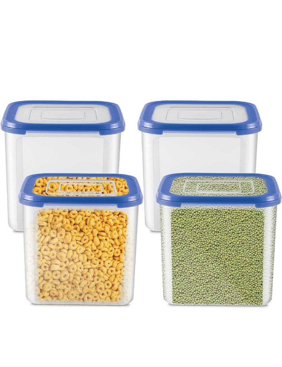 MILTON Stacko 360° Plastic Storage Container (8) Set of 4, 4.13 Litres Each, Blue | Storage Jar | Air Tight | Kitchen Organiser | Container Set | Refr