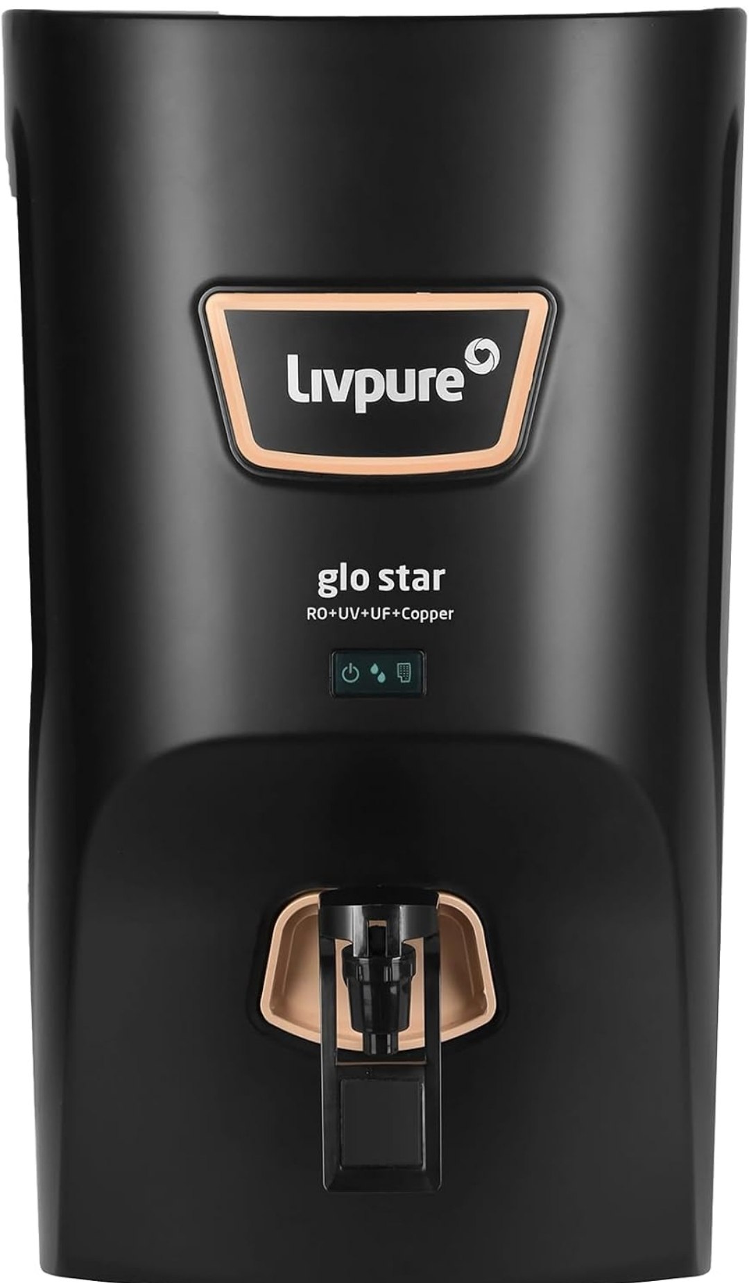 Livpure Glo Star Copper Water Purifier | Free Standard Installation | 8 Stage Advanced Purification | RO+UV+UF Copper | Mineraliser | In Tank UV Steri