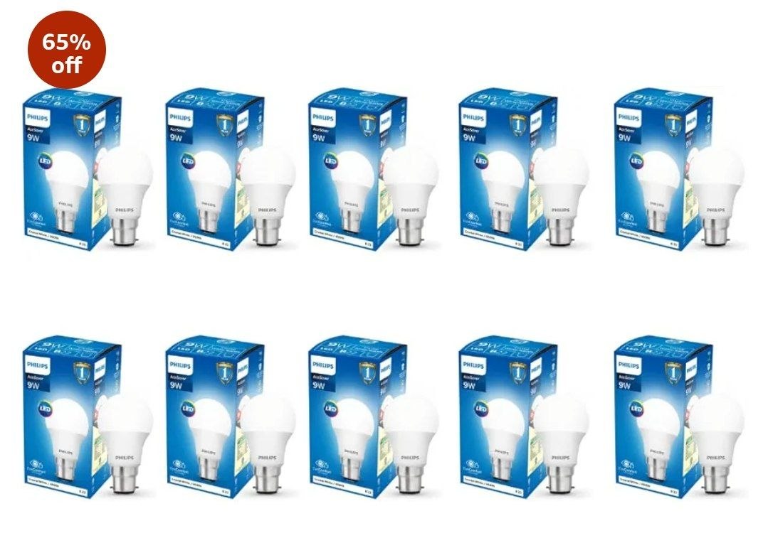 Amazon | Philips 9-Watts B22 LED Cool Day White LED Bulb, Pack of 10 @567