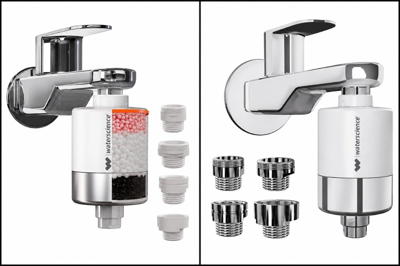 WaterScience CLEO Shower And Tap Filter For Hard Water | Hard Water Softener For Tap | Hard Water Filter For Tap - CLEO-SFU-423