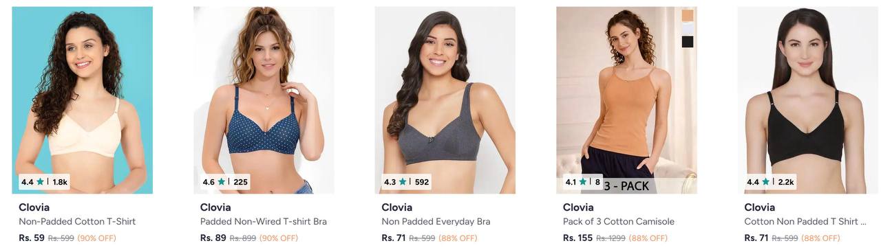 Myntra Loot : Upto 90% Off On Clovia.