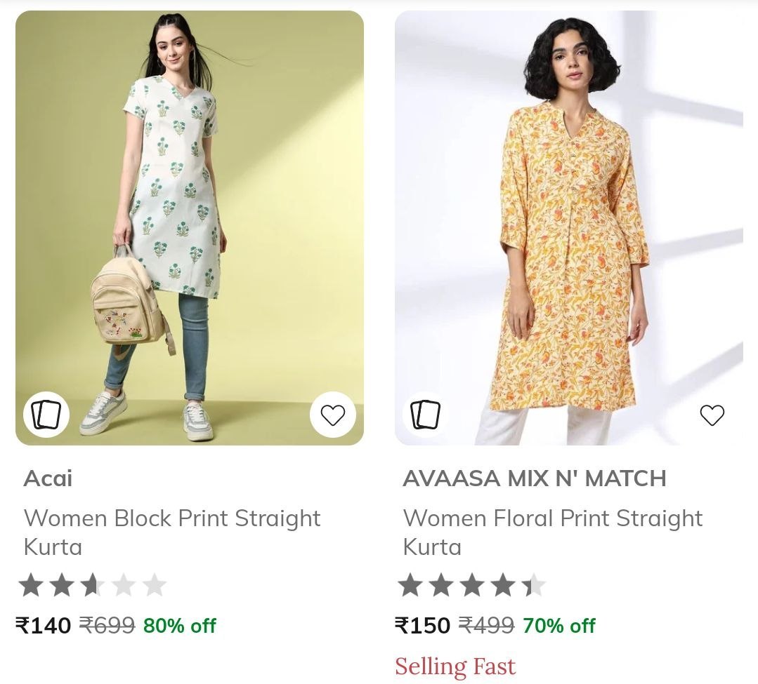 AJIO Loot : Women's Kurta Starts at ₹150.