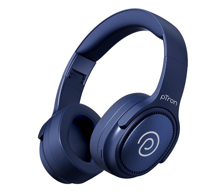 pTron Studio Pro w/ 65Hrs Playtime, Wireless Over Ear Headphones with HD Mic, Dual Device Pairing, TruTalk AI-ENC Calls, Low-Latency Game & Music, 40m