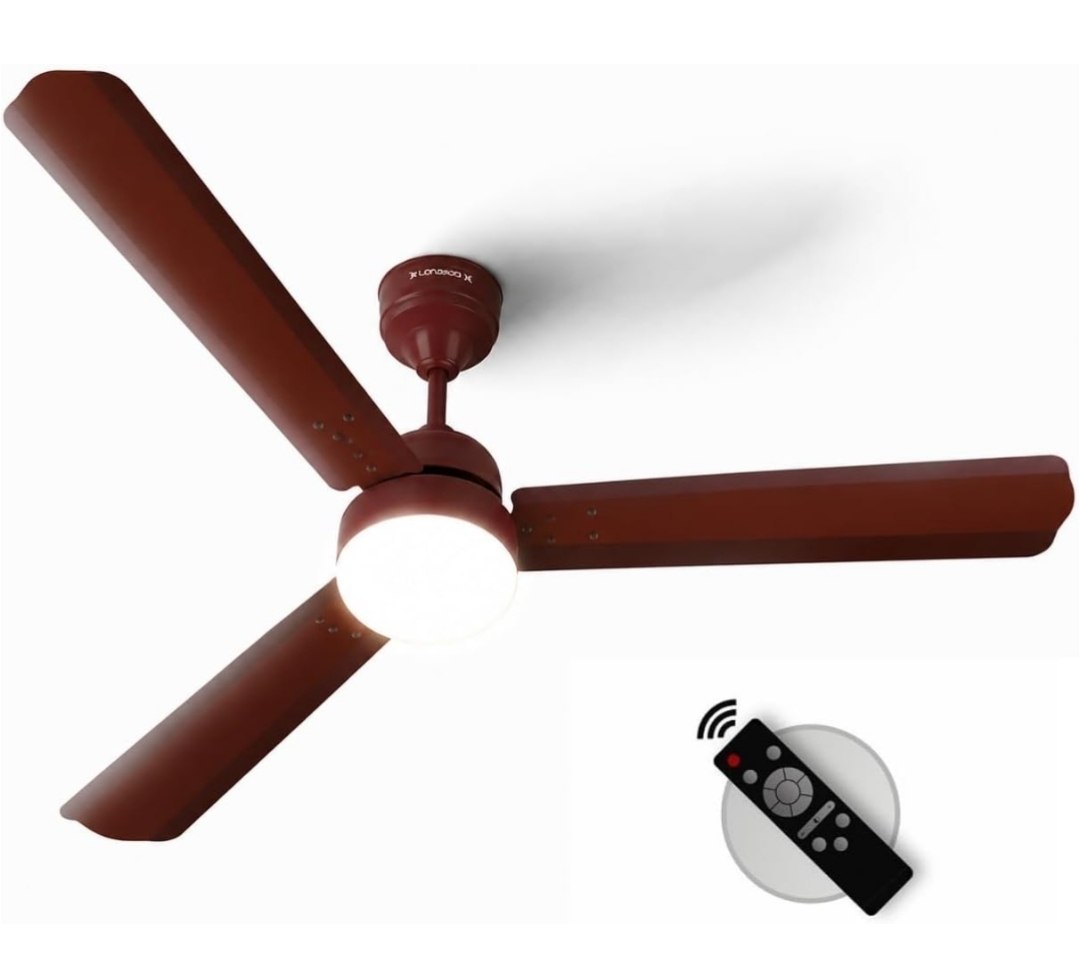 LONGWAY Luminair 1200 mm BLDC Ceiling Fan with Remote Control & LED Light | BEE 5 Star Rated Energy Efficient | Ultra High Speed 3 Blade Anti-Dust Dec