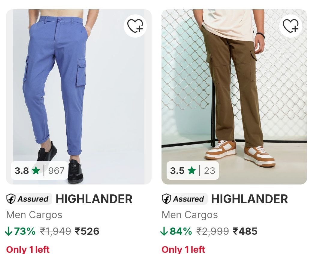 Flipkart | Highlander Men's Cargos upto 84% off