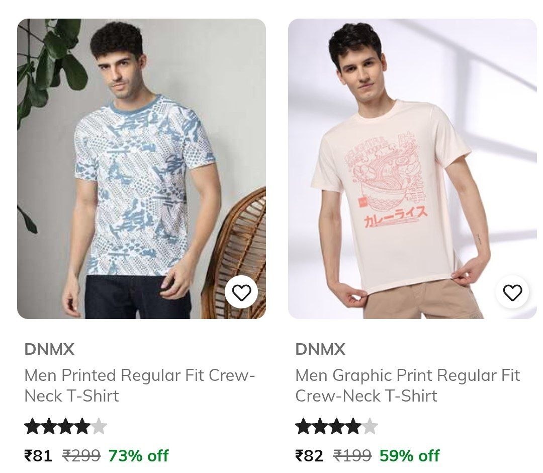 AJIO : Tshirts Starts @81