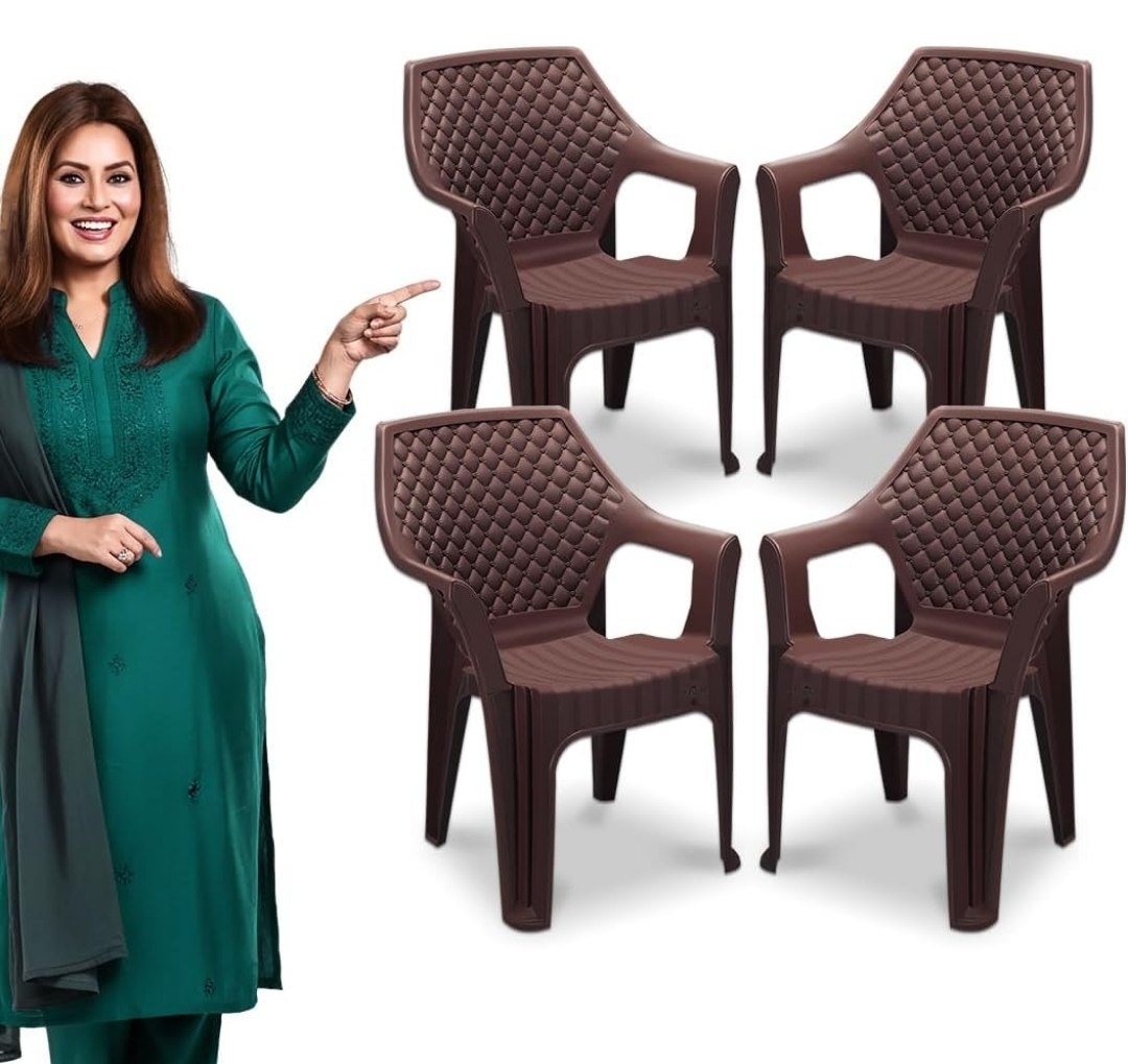 MAHARAJA 4x200Kg Modern Plastic Chair Set with Arm Rest @2,619.