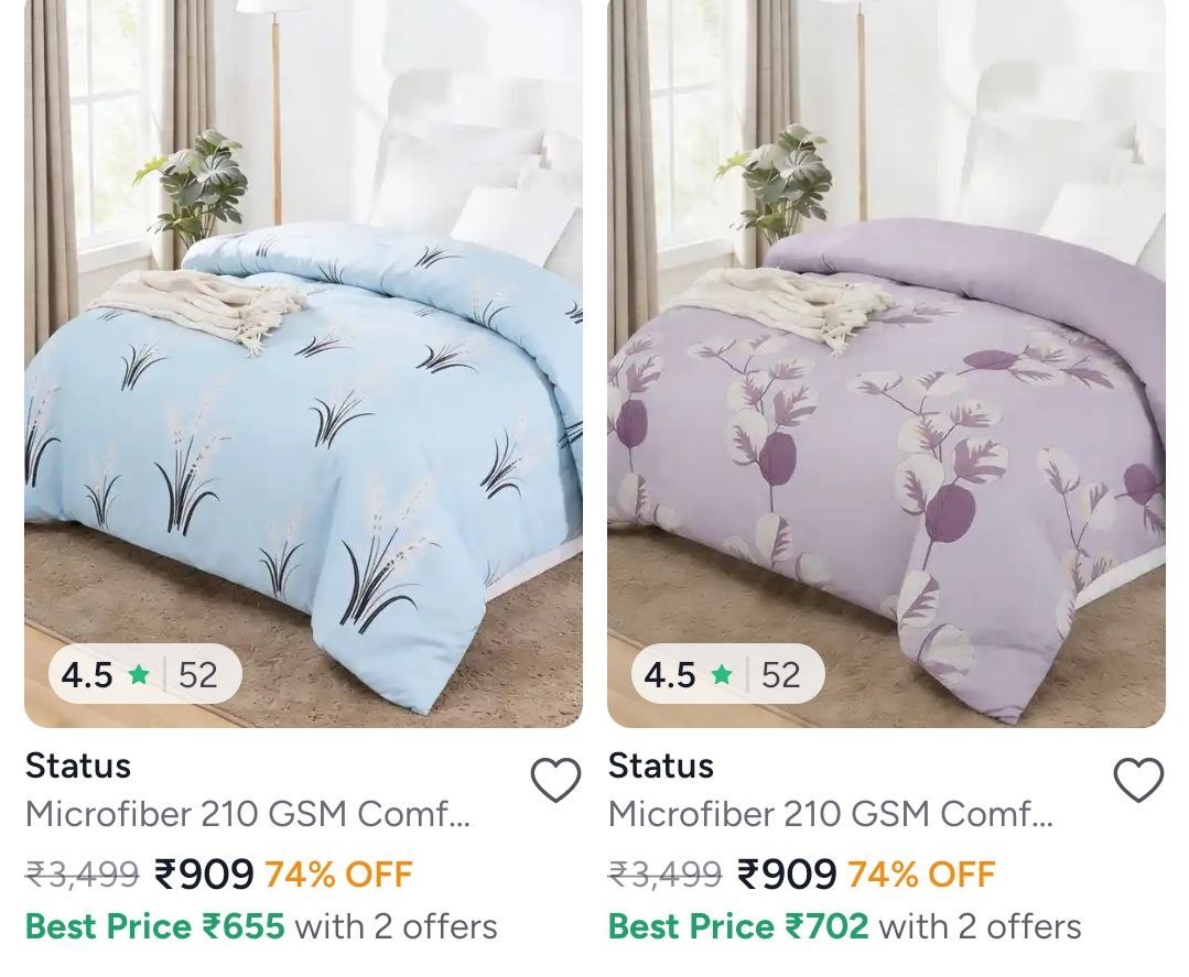 Myntra | Reversible Double Bed comforters under 999