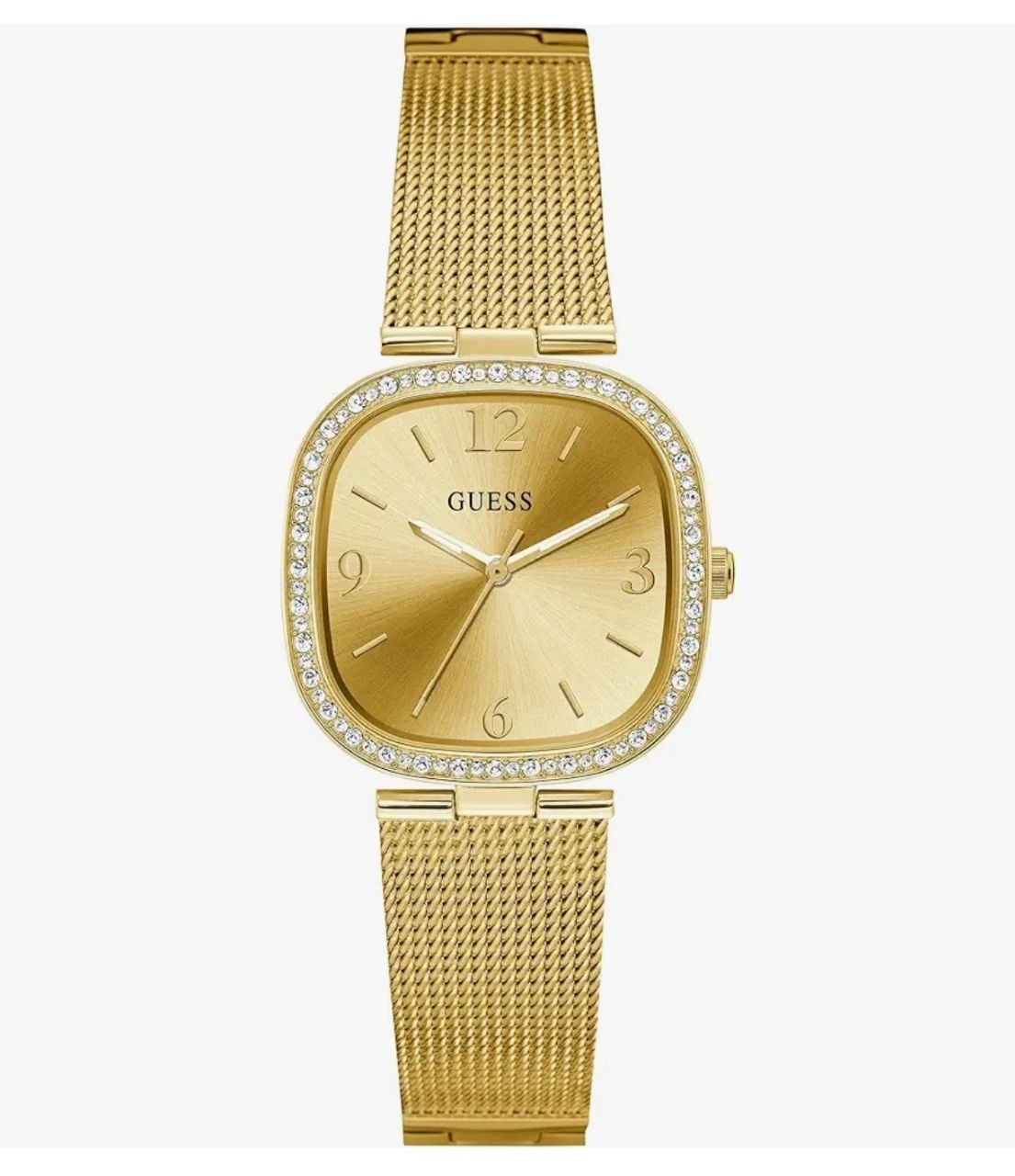 Guess Square 32mm Champagne Dial Analog Women Watch @7748.
