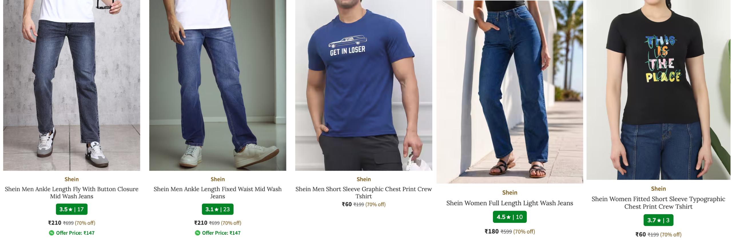 AJIO Loot : Shein Clothing Starts @60.