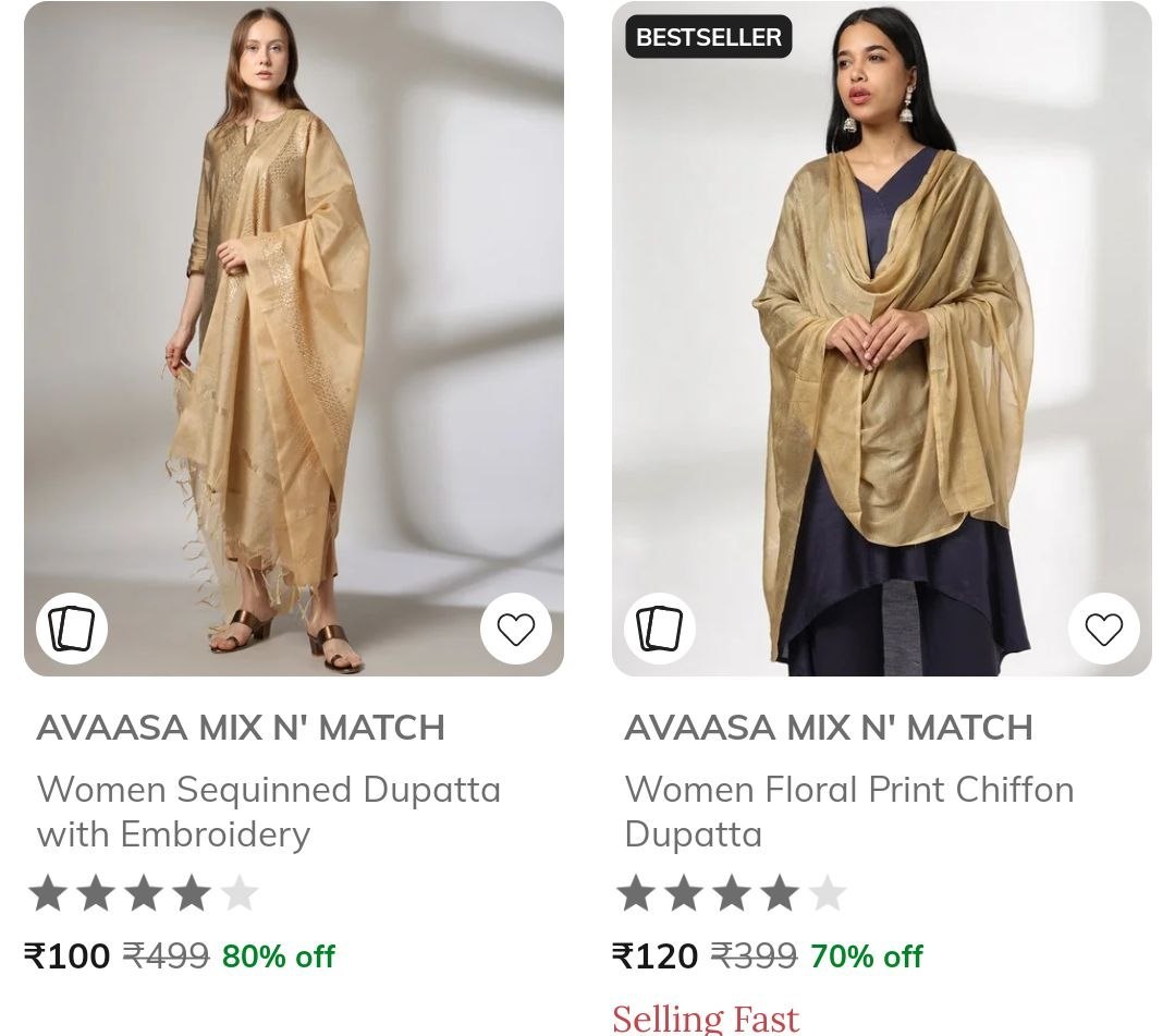Ajio | Branded Women-Dupattas Starting @ just ₹ 100🔥