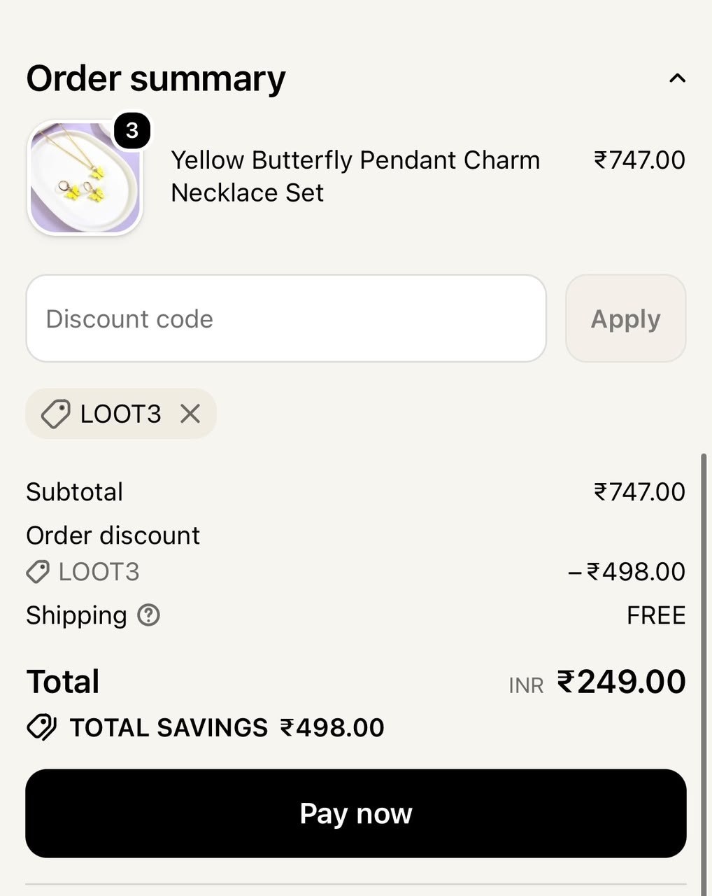 Tiaraa LOOT: Get 3 products @ 249 INR (Including shipping)