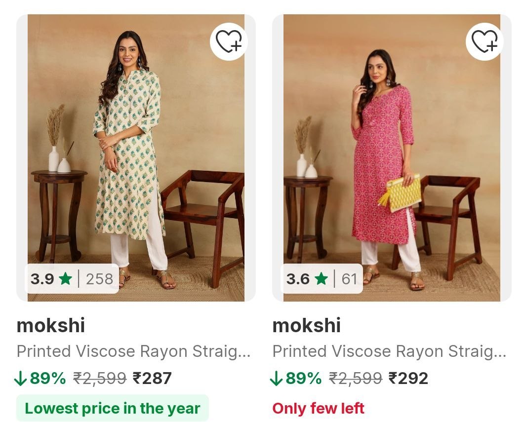 Flipkart | Mokshi Women Kurta Upto 89% off