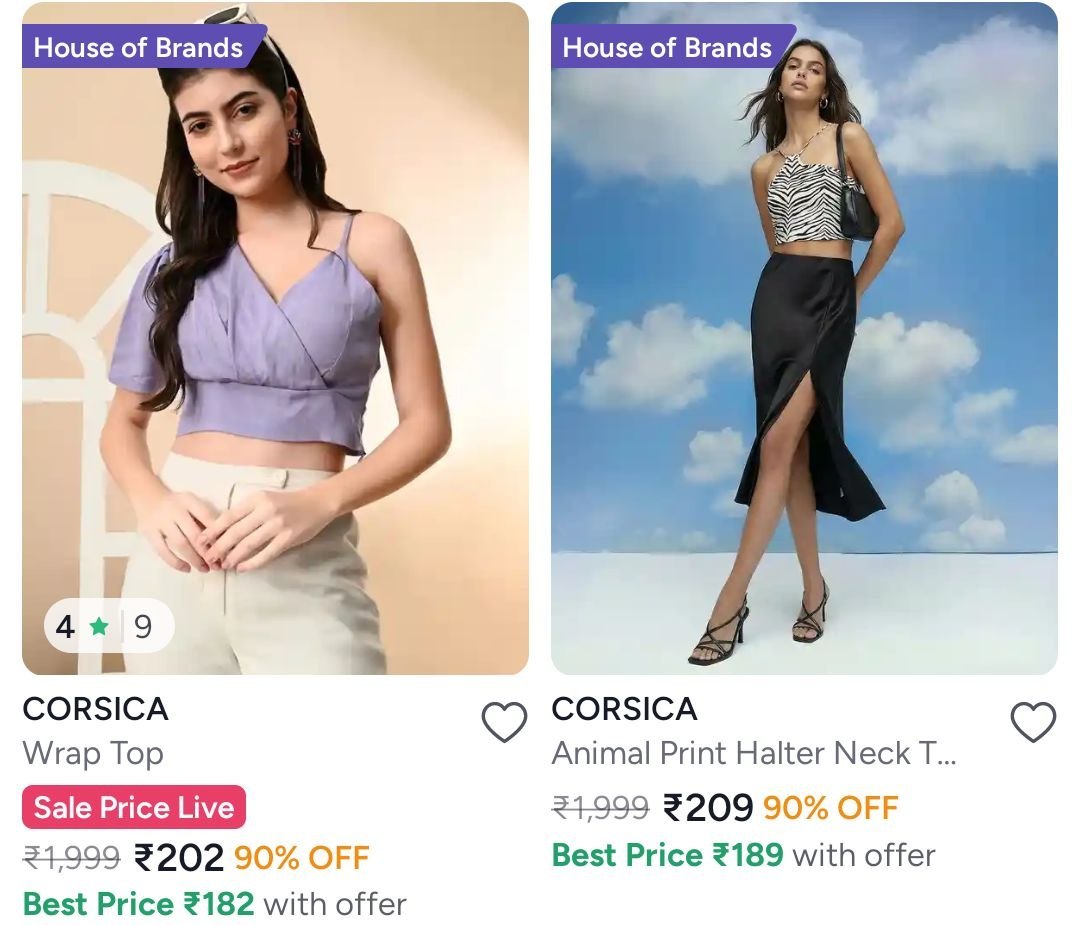 Myntra | Upto 90% Off on Corsica Women Tops