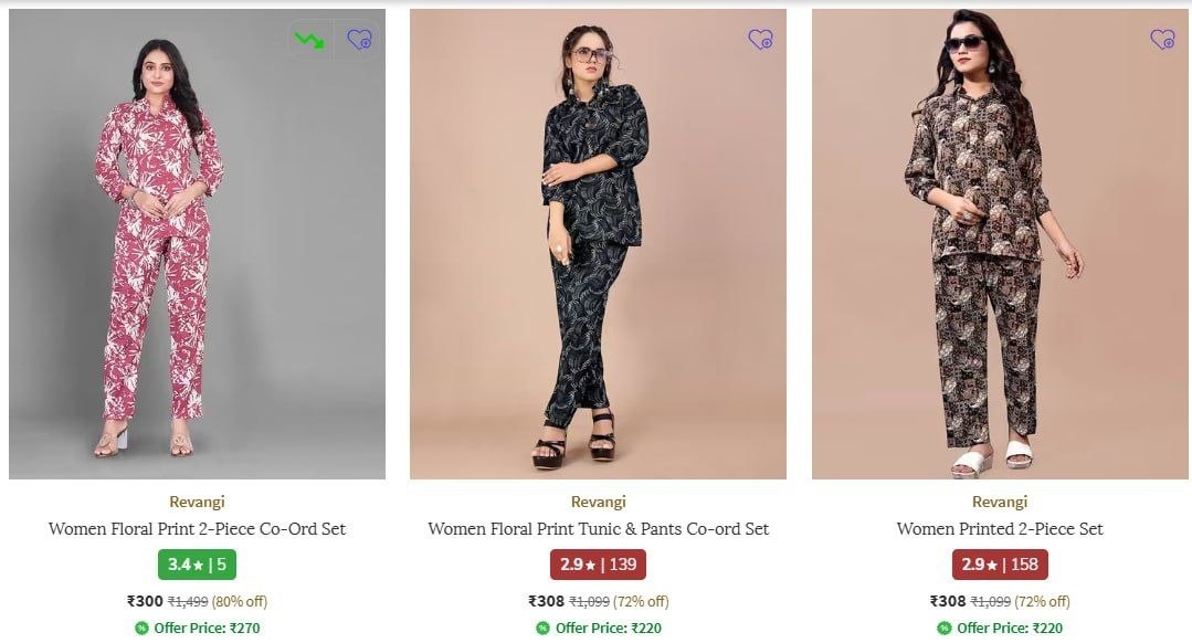 Ajio | Upto 80% Off on Co-Ord Sets Starting @ just ₹300