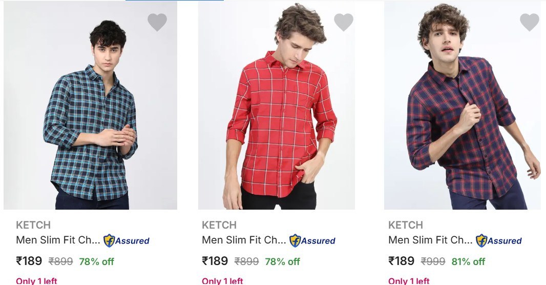 Flipkart : Upto 81% off on Ketch Casual Shirts From ₹189