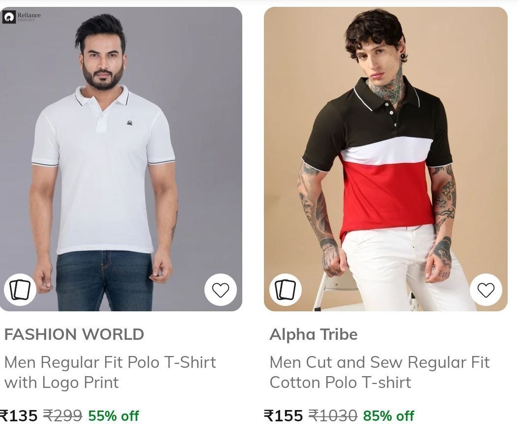 AJIO Loot : Men Polo Tshirts Starts at 100.