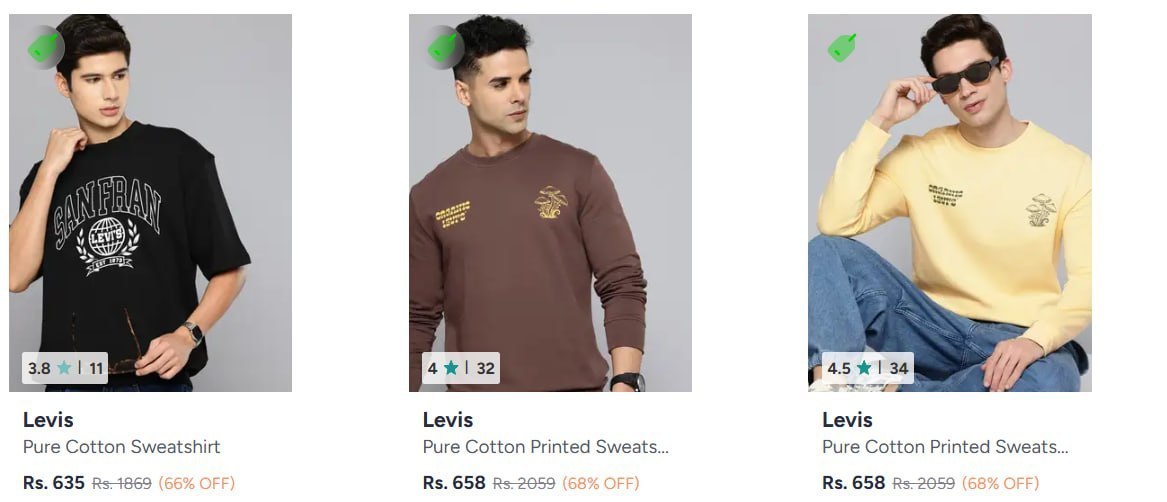 Myntra | Upto 70% Off - Levi's Sweatshirt's