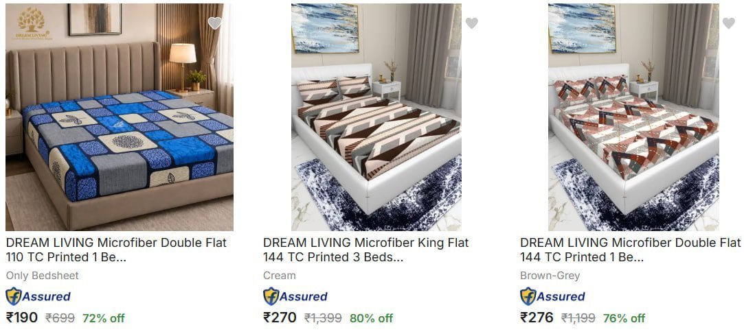 Flipkart | Upto 78% Off - Dream Living Bedsheets